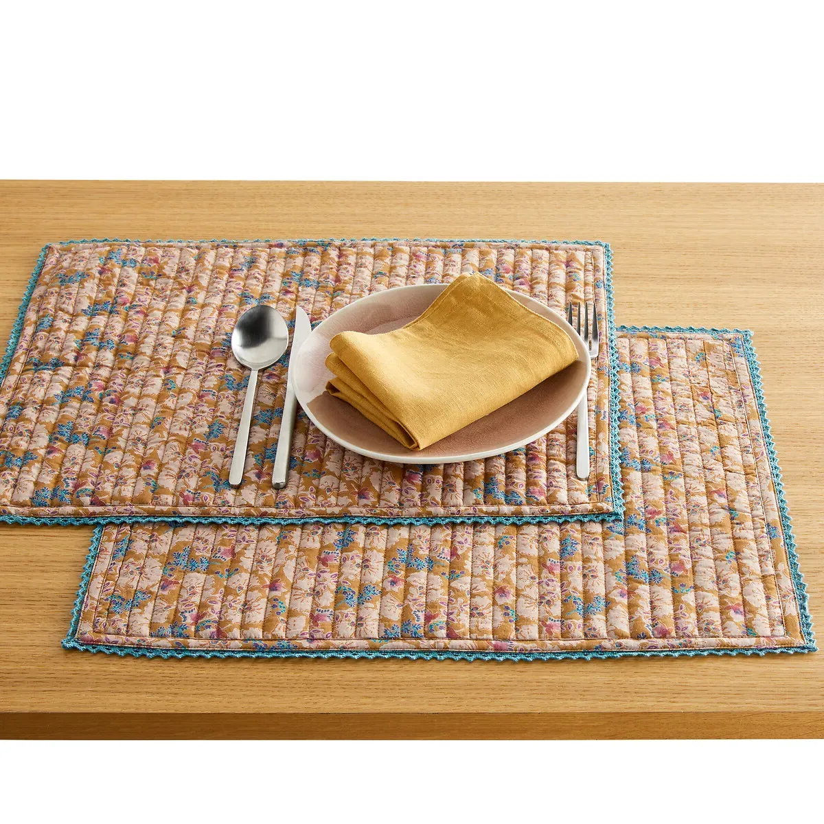 Jadav Set of 2 Placemats - Ochre, Cotton Voile product