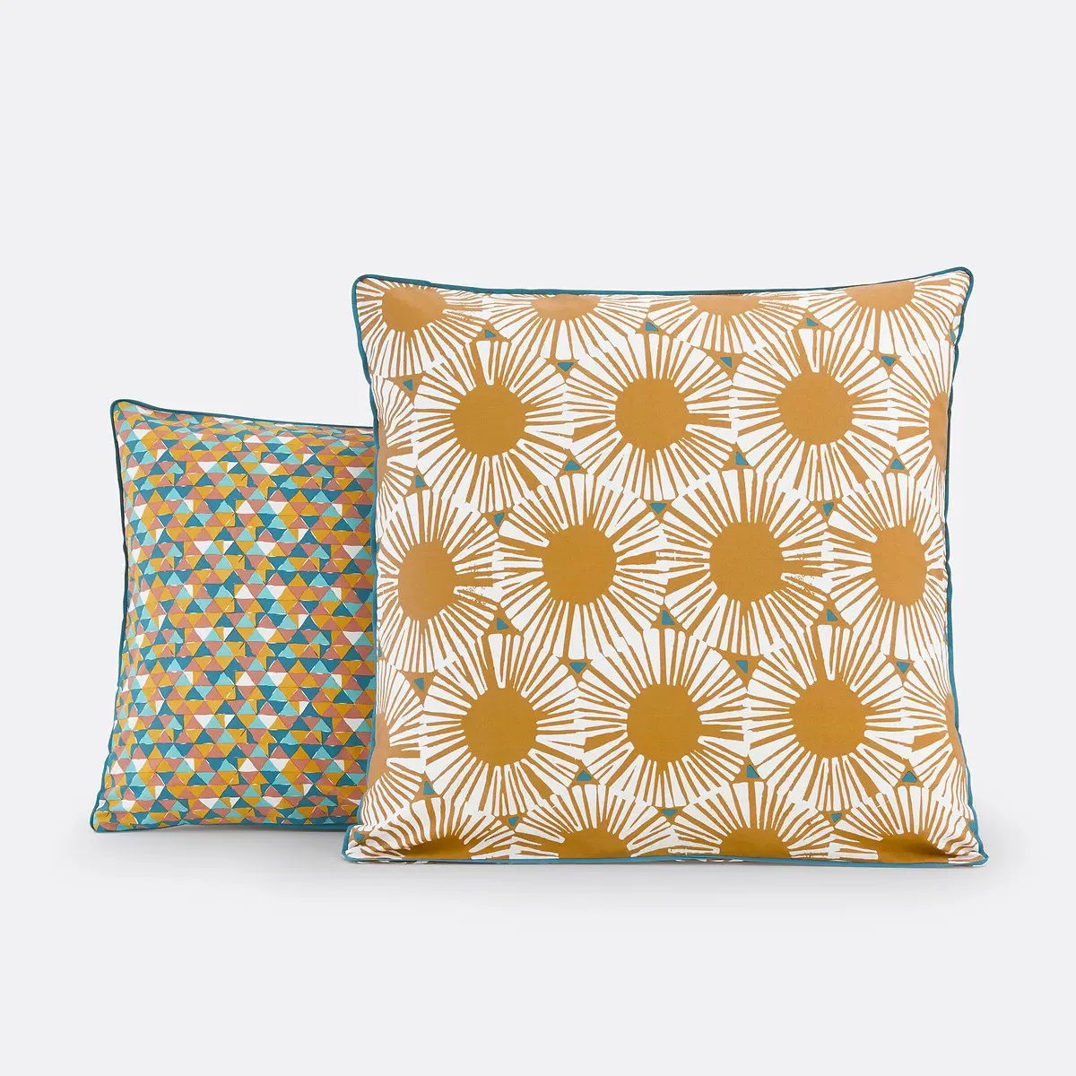 Jahia Cotton Pillowcase - Yellow Print, Blue product