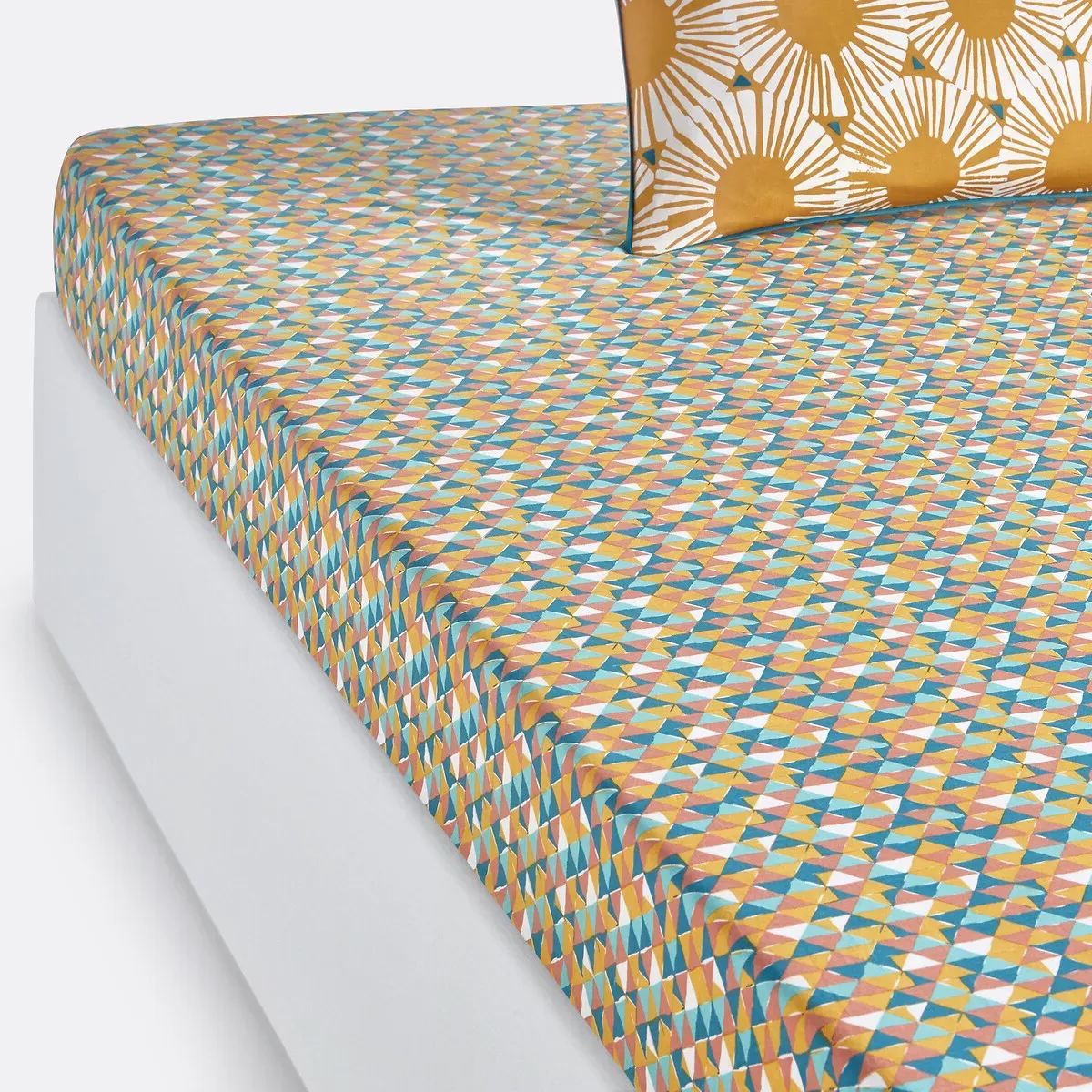 Jahia Fitted Sheet - Yellow Print, Cotton product