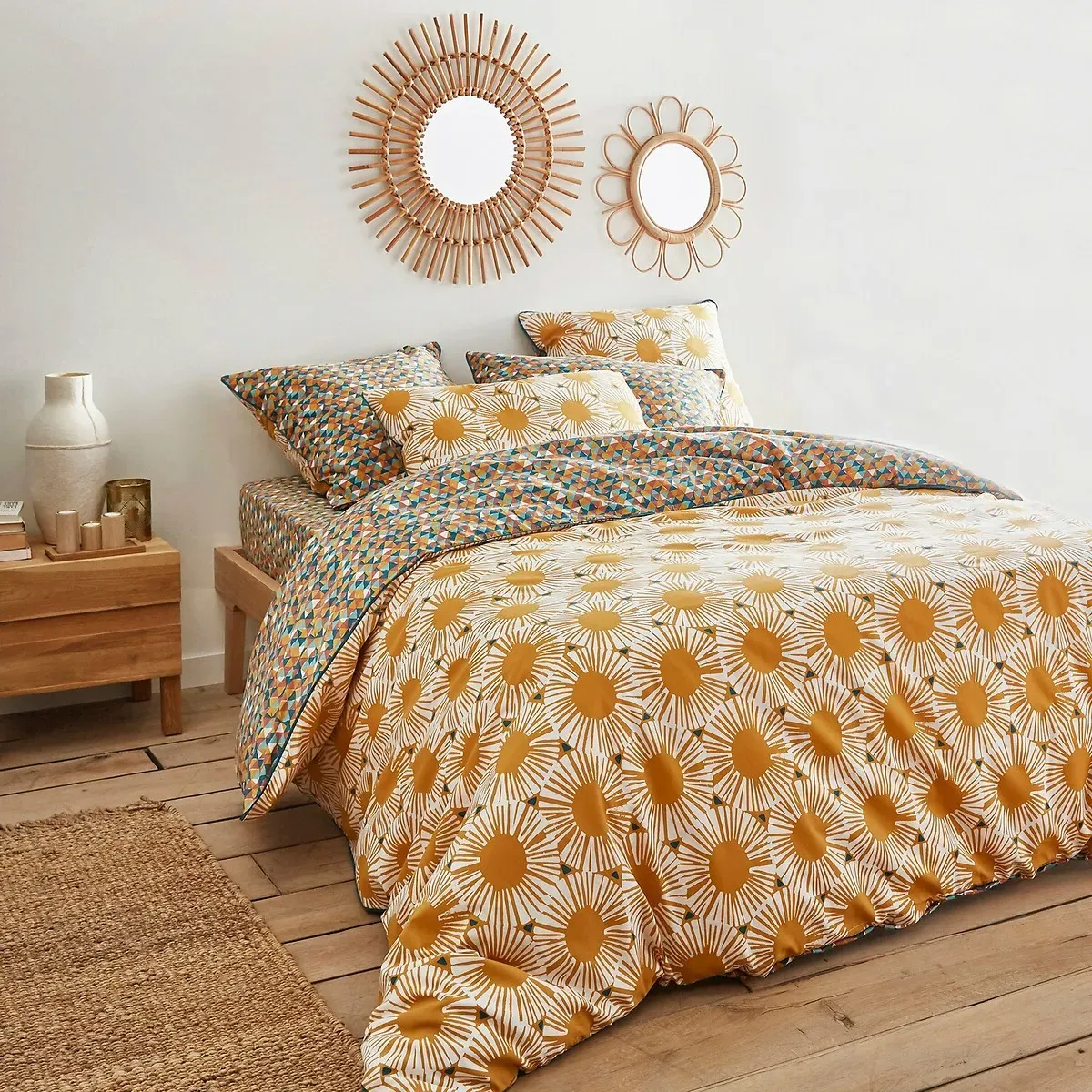 Jahia Geometric Duvet Cover - Yellow, Cotton product