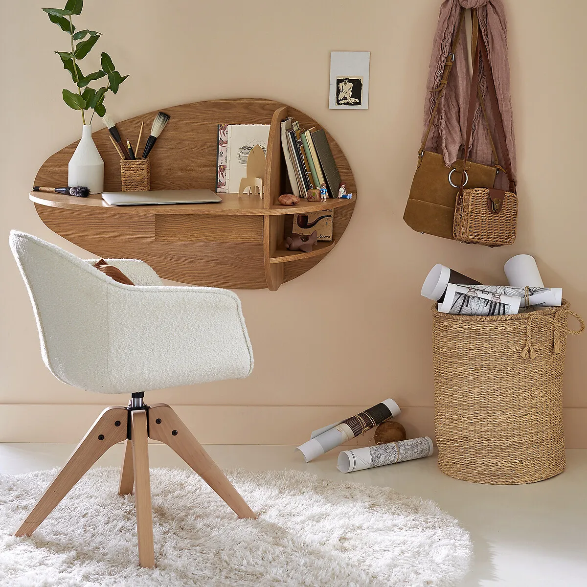 Jak Tall Storage Basket with Handles - Natural, Seagrass alternate view