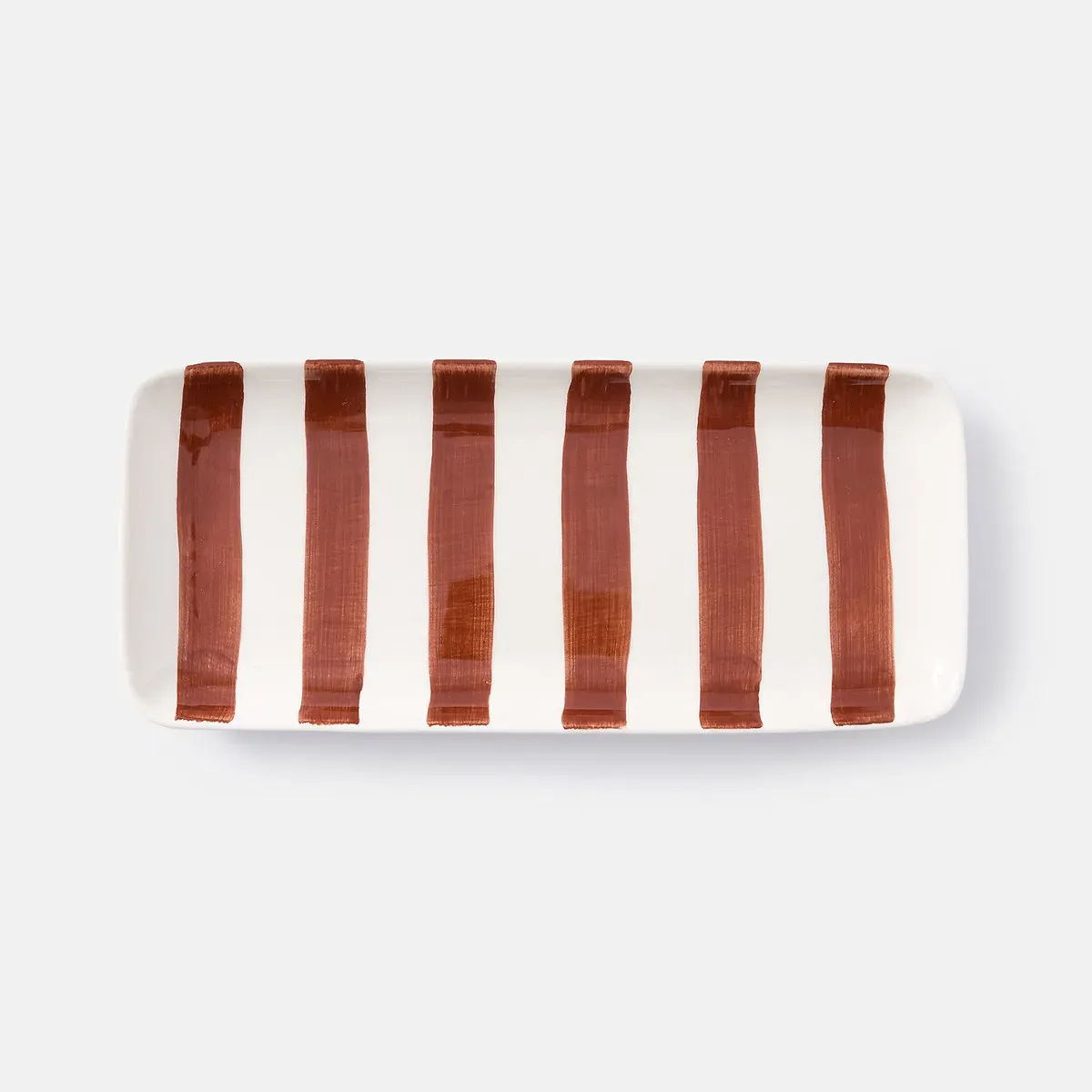 Jaoma Striped Rectangular Ceramic Dish - Sienna, Ceramic product