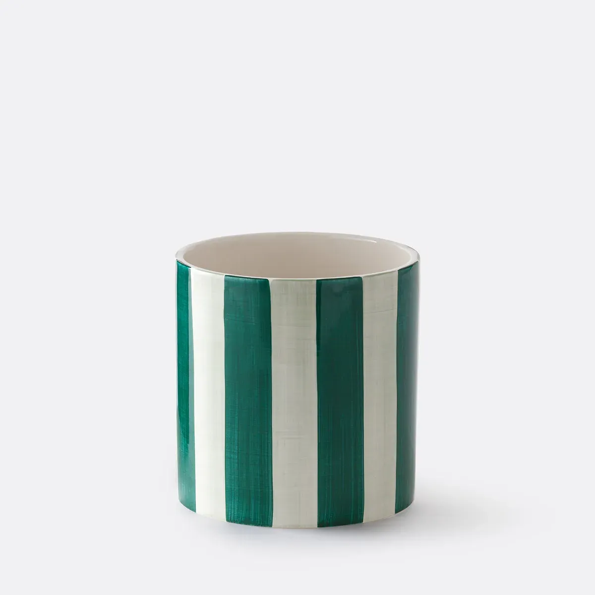Jaoma Striped Round Plant Pot Holder - Green, Ceramic product