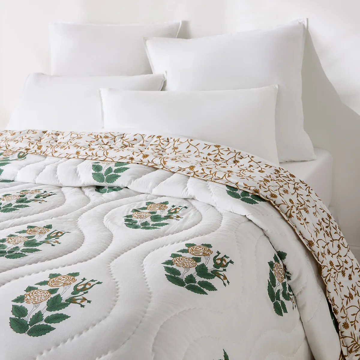 Japali Block Print Quilted Bedspread - Cotton Voile alternate view