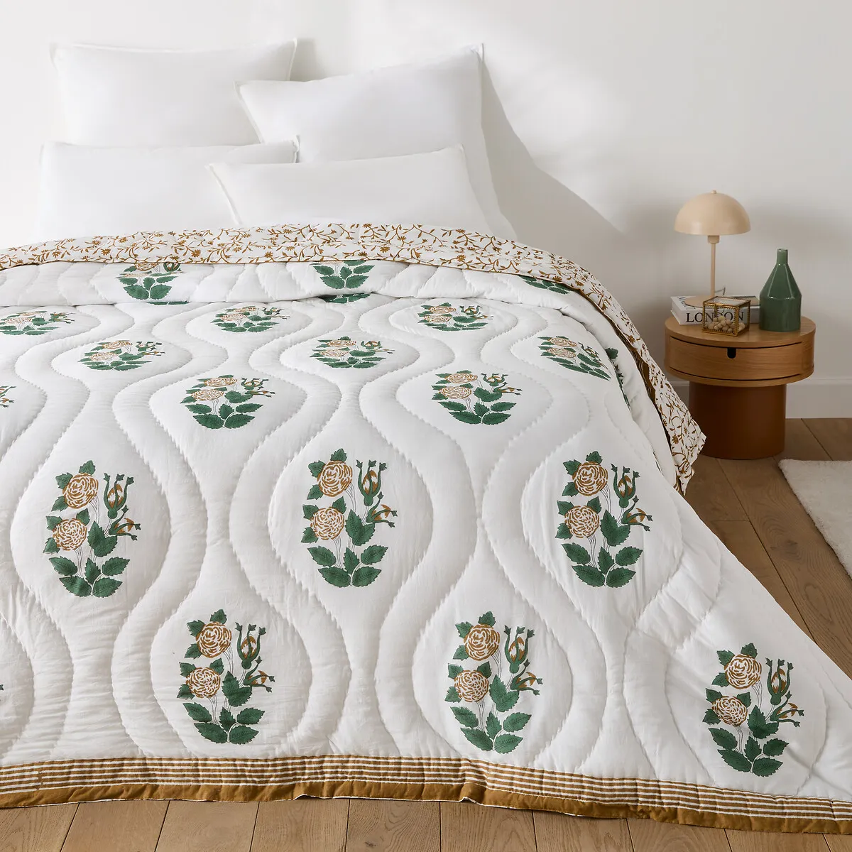 Japali Block Print Quilted Bedspread - Cotton Voile product
