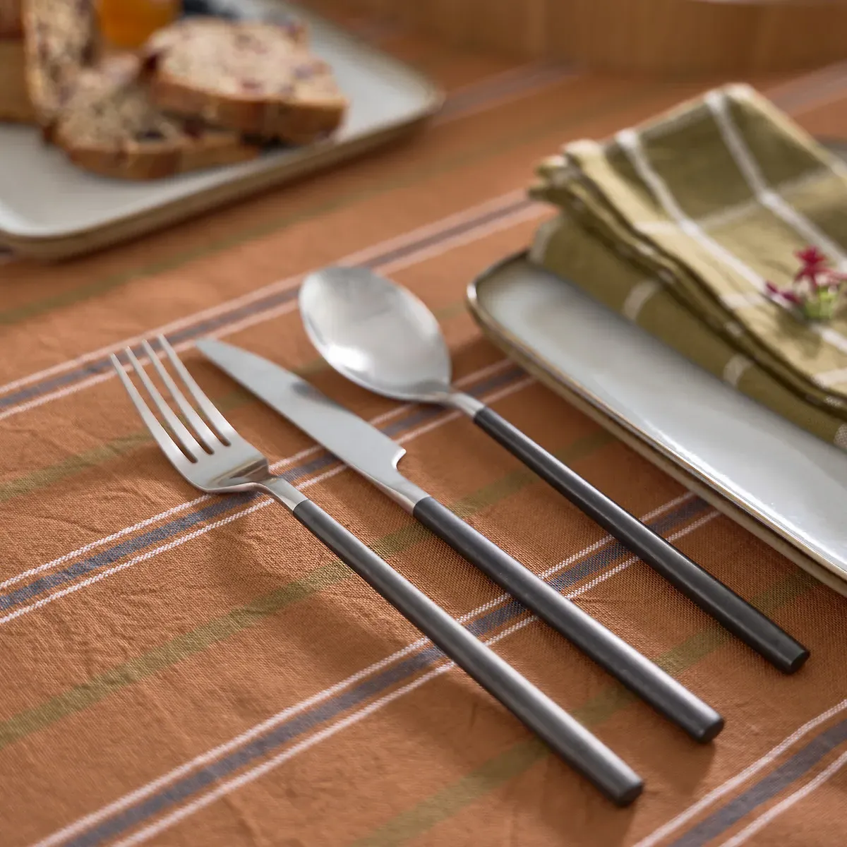 Jimane 16-Piece Cutlery Set - Black, Brushed Stainless Steel alternate view