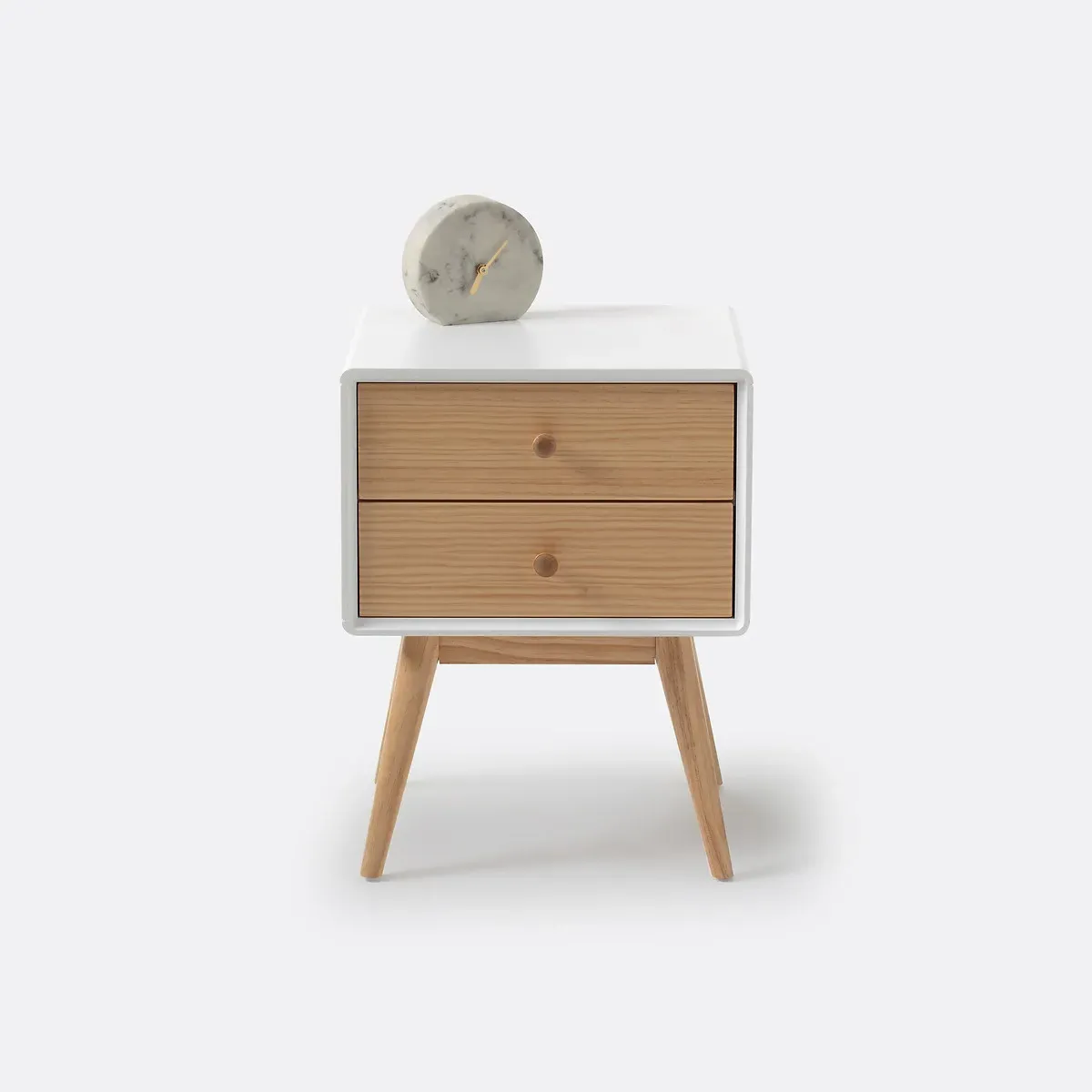 Jimi Bedside Table with 2 Drawers - White, Pine alternate view