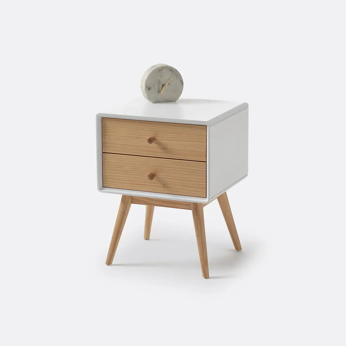 Jimi Bedside Table with 2 Drawers - White, Pine product