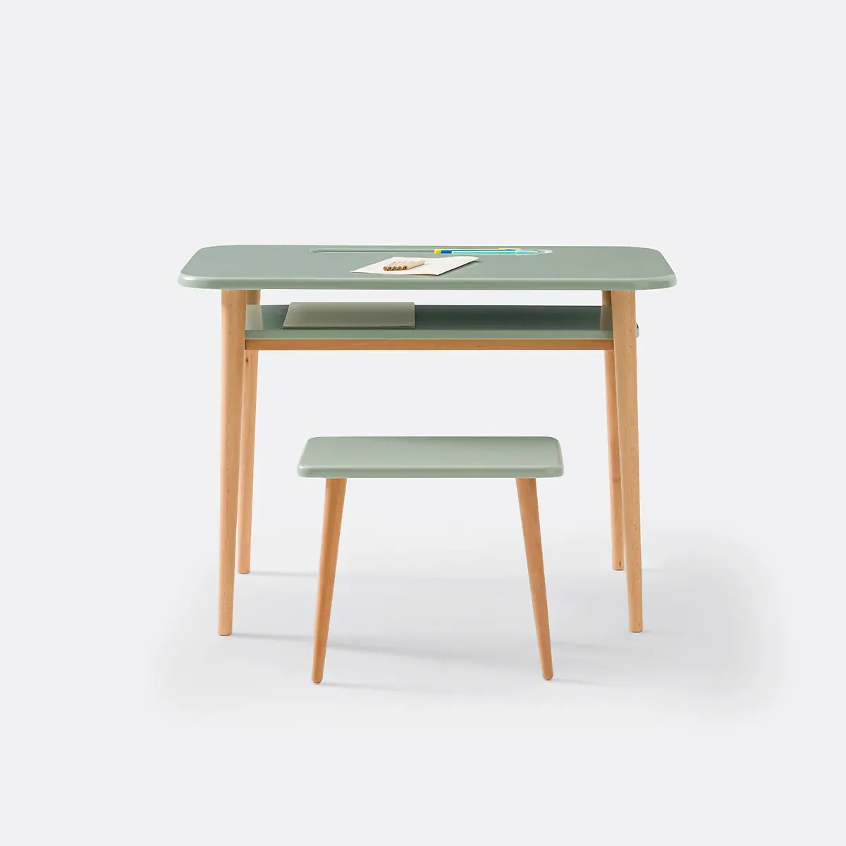 Jimi Desk and Bench Set - Sage Green, MDF alternate view