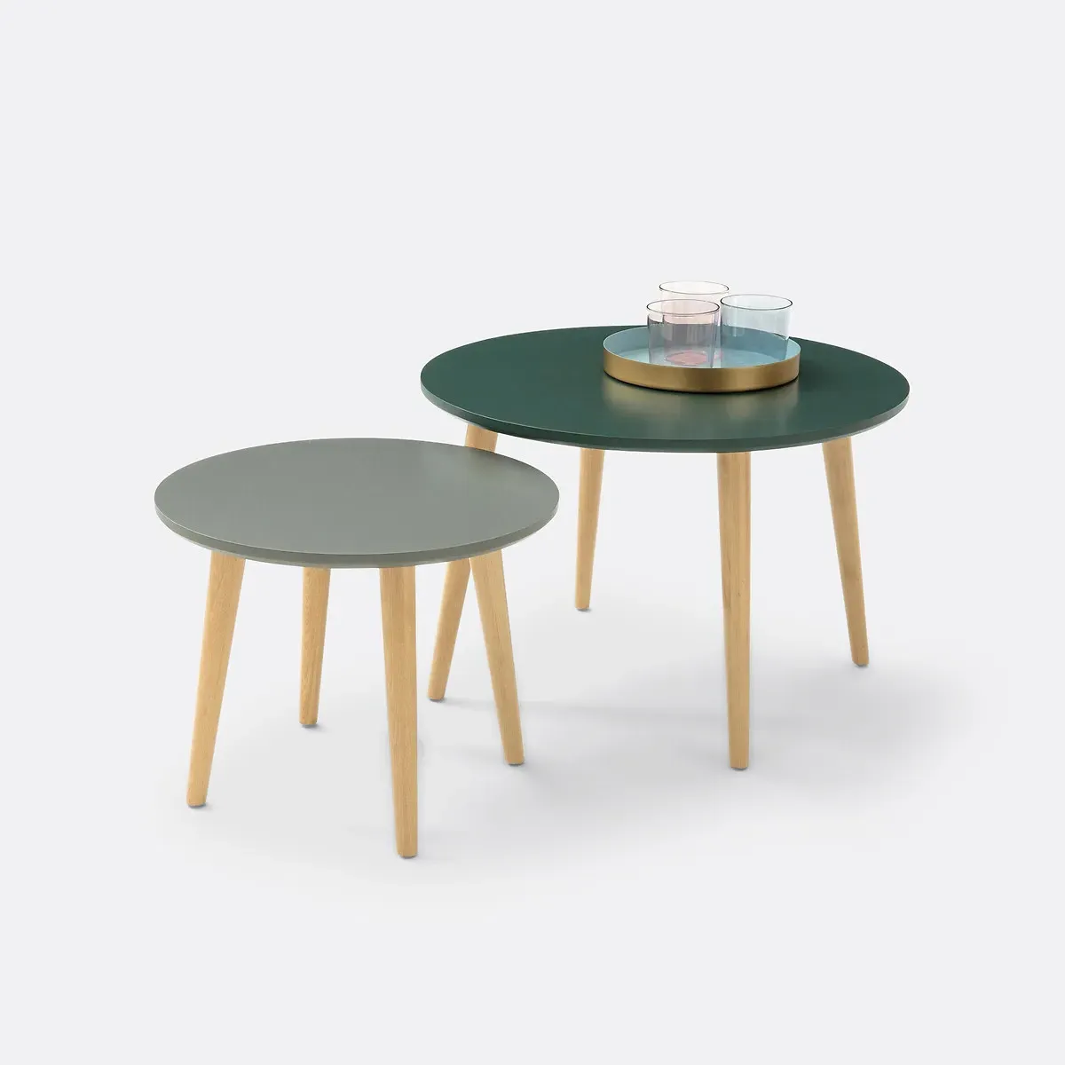 Jimi Set of 2 Semi-Nesting Round Coffee Tables - Green alternate view