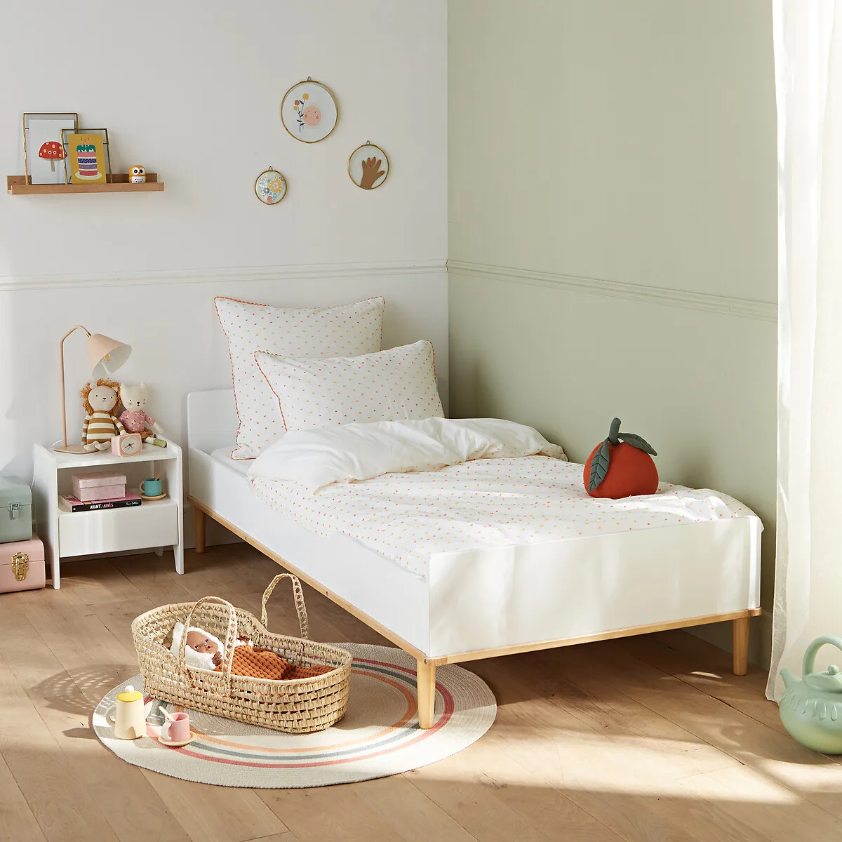 Jimi Single Bed with Slatted Base - White, MDF alternate view