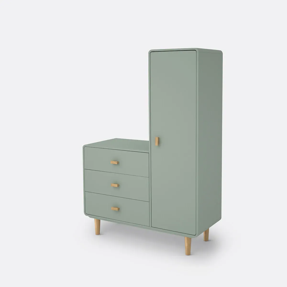 Jimi Wardrobe with Drawers Unit - Grey-Green, MDF product