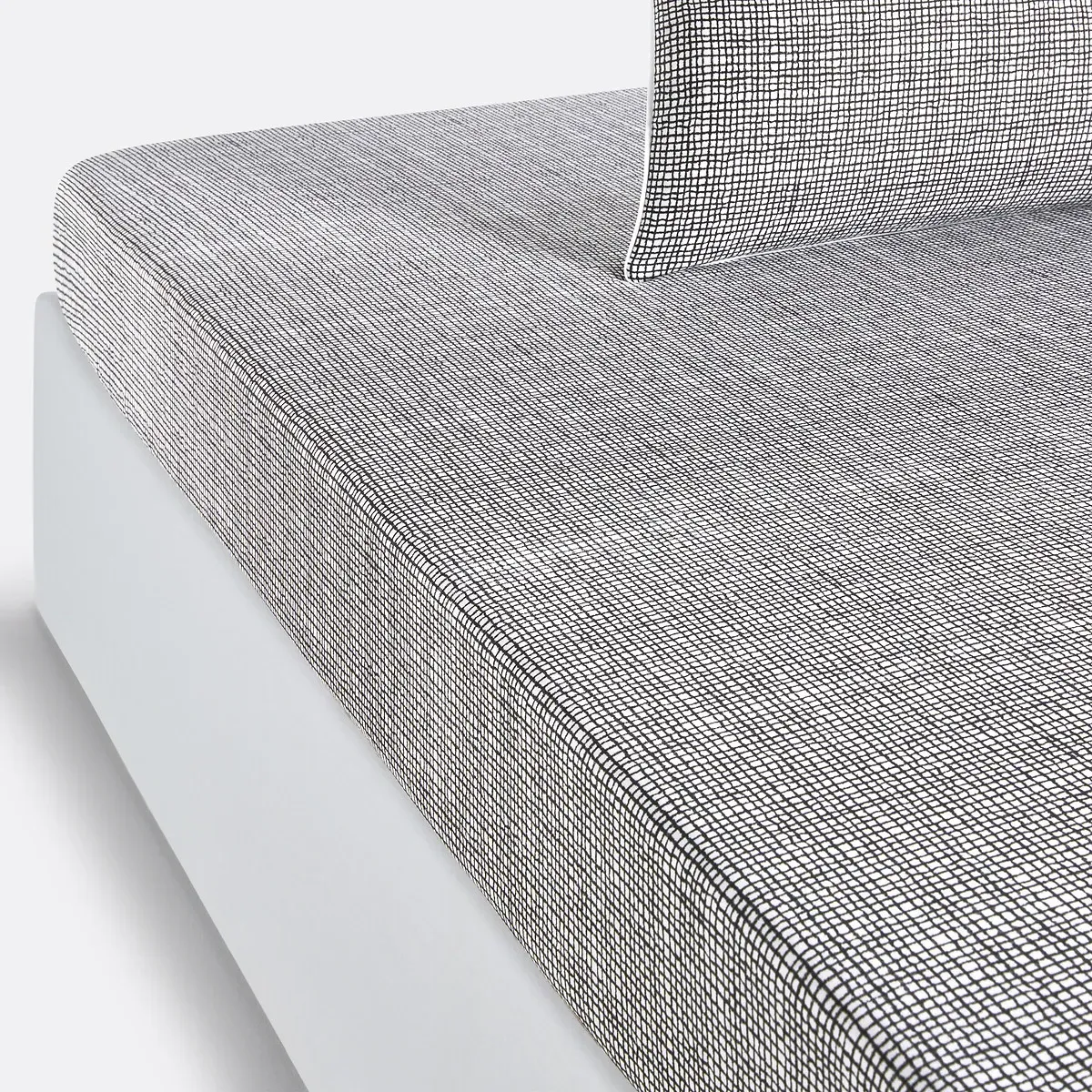 Jinties Check Fitted Sheet - Black, White, Cotton product