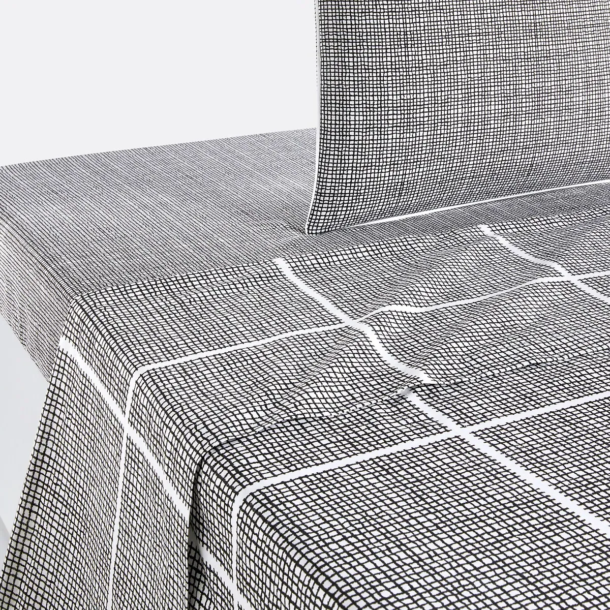 Jinties Check Flat Sheet - Black, Cotton product
