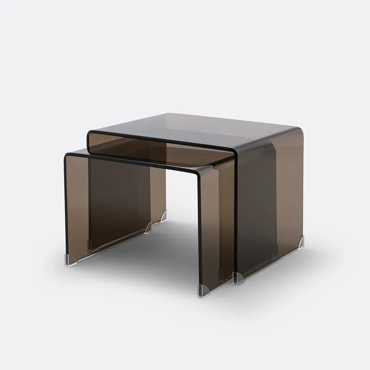 Joan Nesting Coffee Tables Set of 2 - Smoky, Tempered Glass product