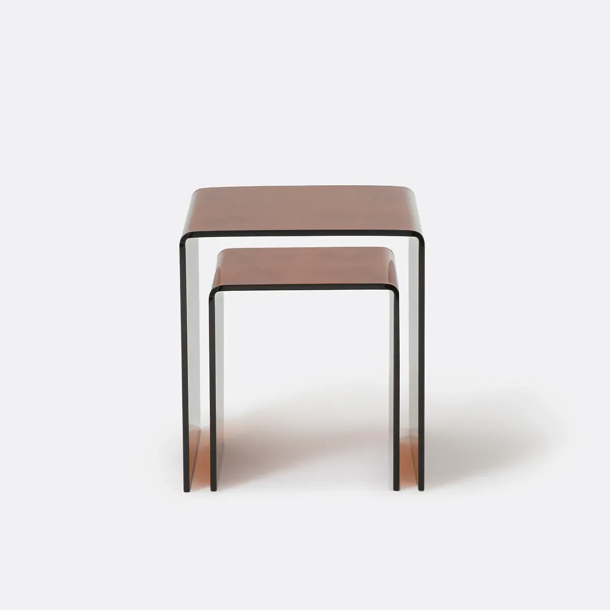 Joan Set of 2 Nesting Side Tables - Amber, Tempered Glass alternate view