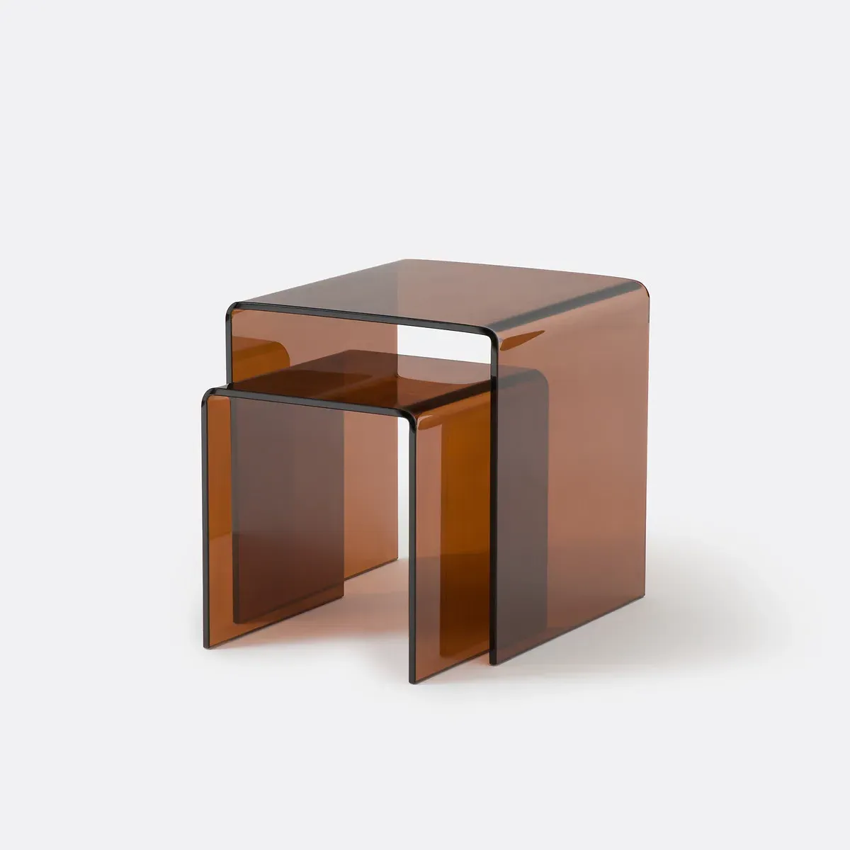 Joan Set of 2 Nesting Side Tables - Amber, Tempered Glass product