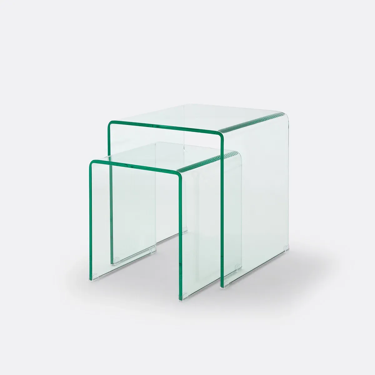 Joan Set of 2 Nesting Side Tables - Transparent, Tempered Glass product