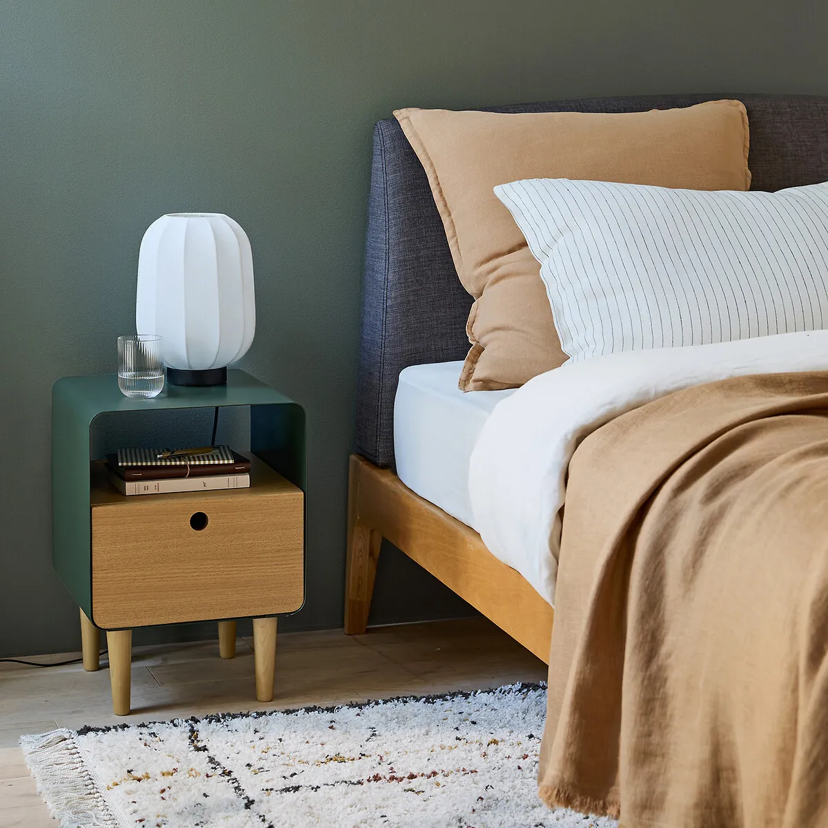 Joris Bedside Table - Black, Ash Veneer alternate view
