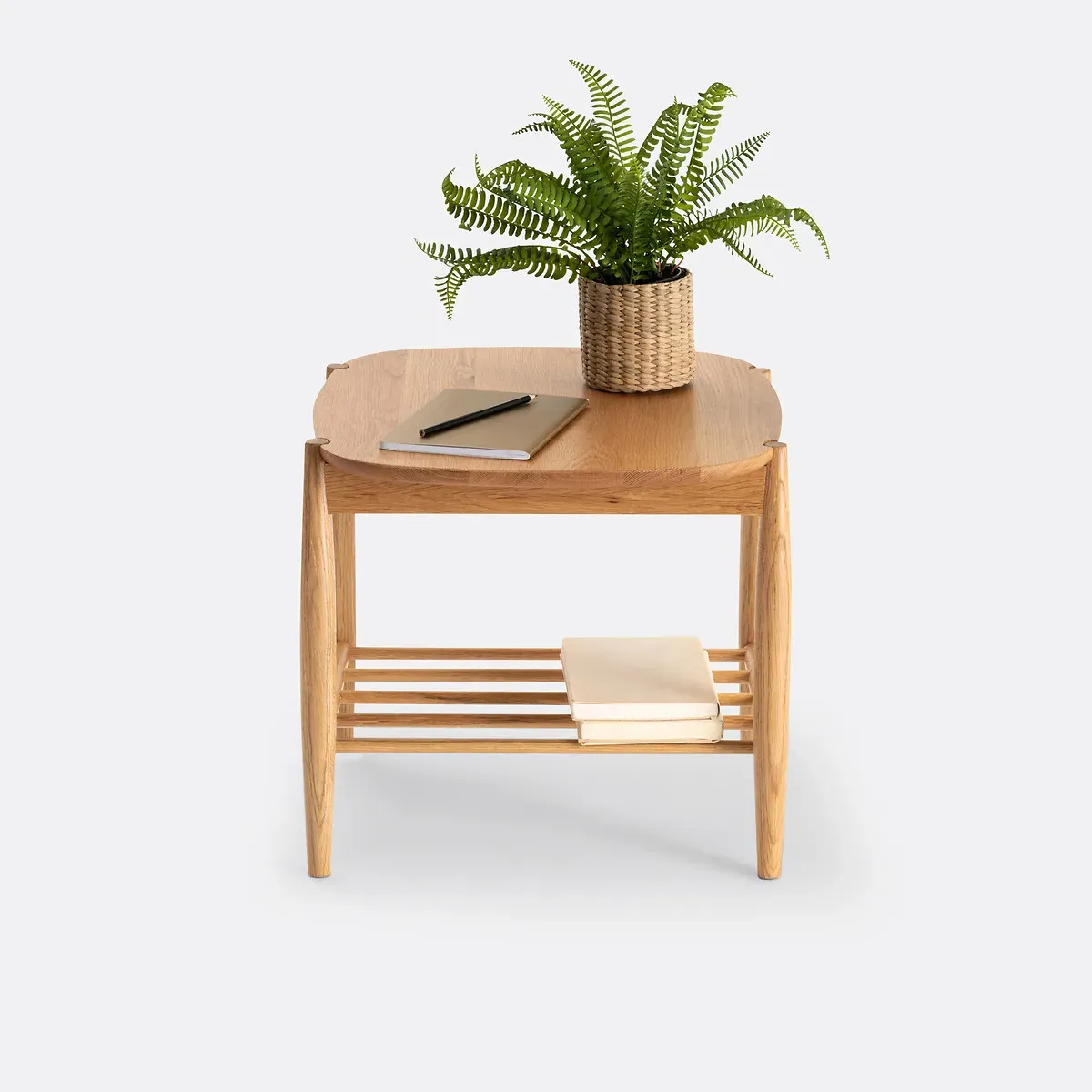 Jucca Bedside Table with Shelf - Oak, Solid Oak alternate view