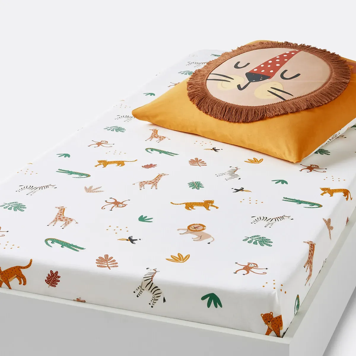 Junglito Fitted Sheet - White, Organic Cotton product