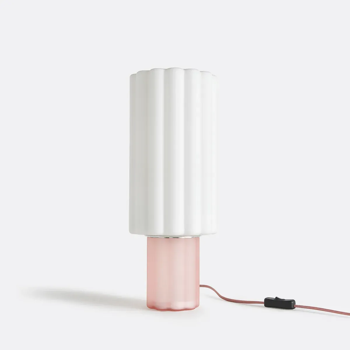 Justyna Fluted Table Lamp - Pink, Opal Glass product