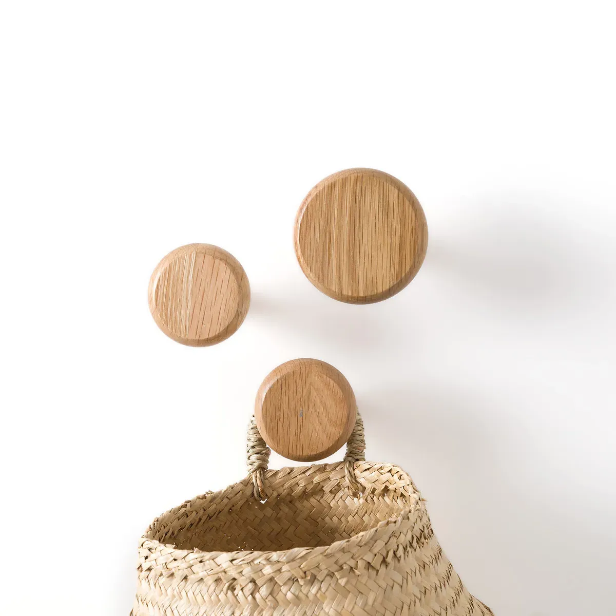 Kanca Set of 3 Round Wall Hooks - Natural, Oak product