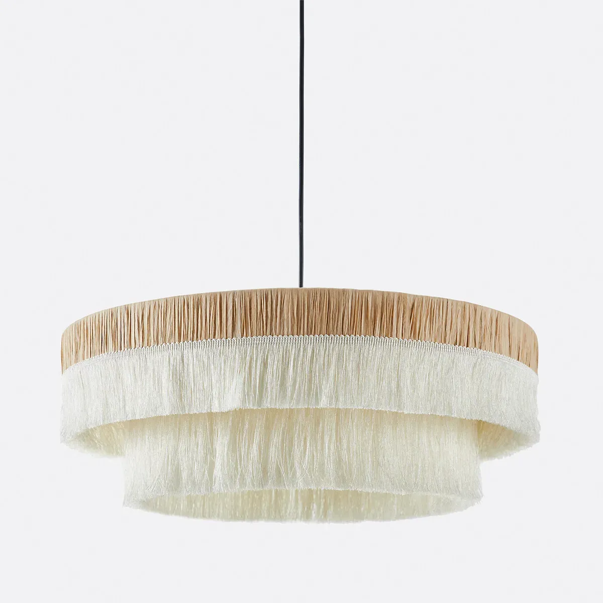 Kavi Fringed Hanging Lamp - Natural, Raffia product