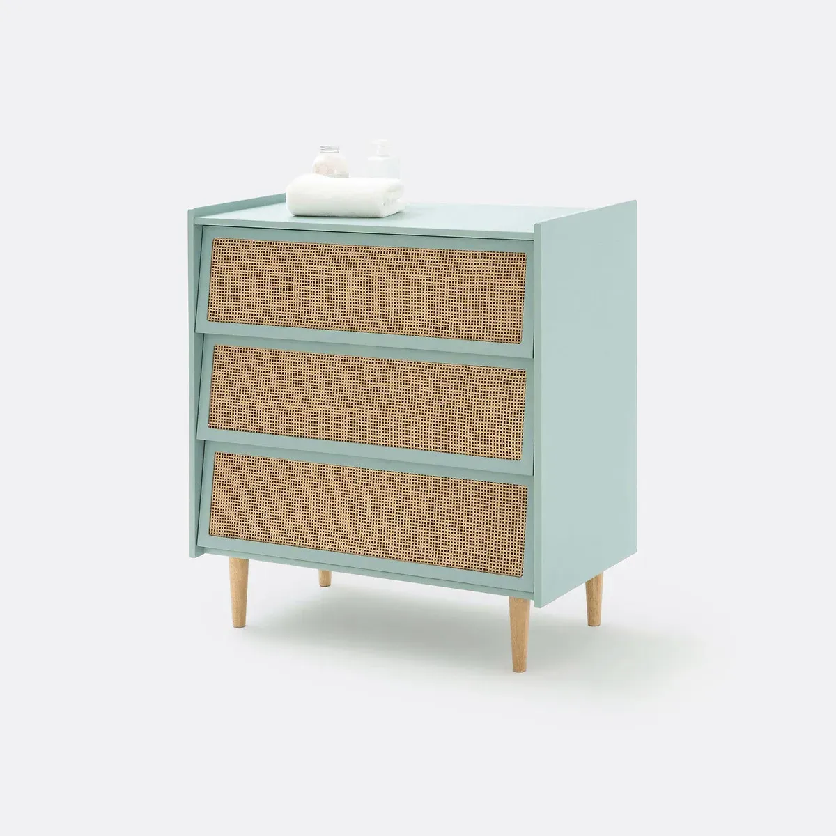 Kaya 3-Drawer Chest of Drawers - Grey-Green, Rattan product