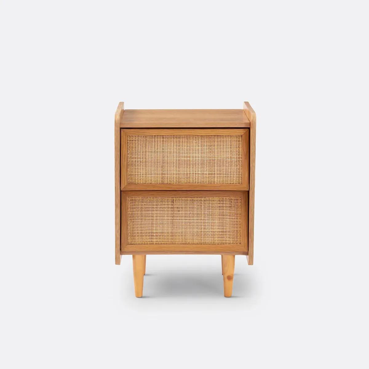 Kaya Bedside Table with 2 Cane Drawers - Oak, MDF alternate view