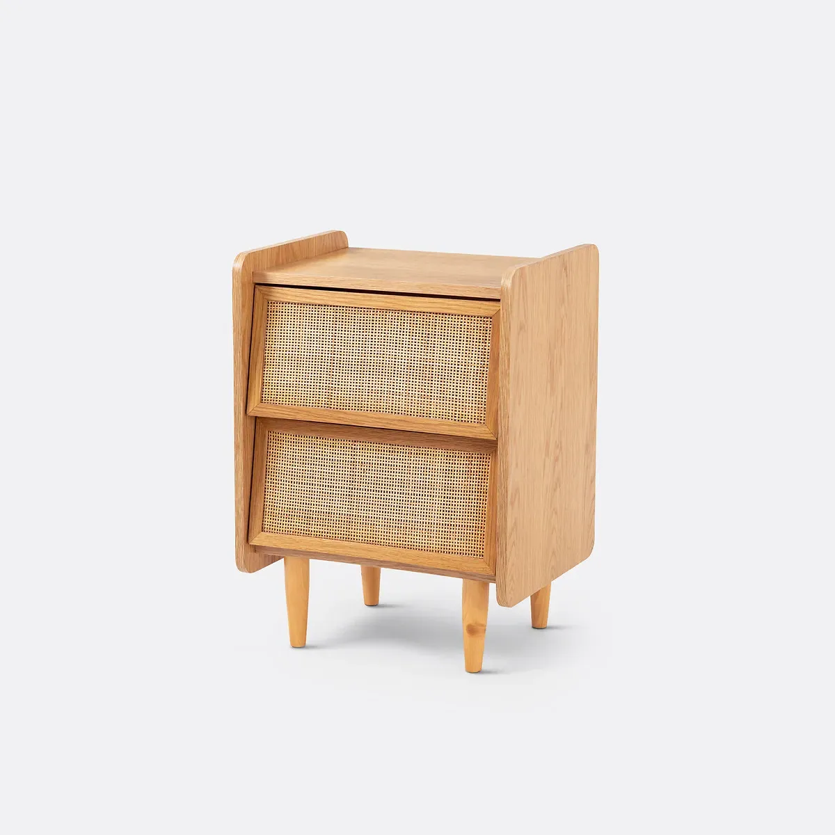 Kaya Bedside Table with 2 Cane Drawers - Oak, MDF product