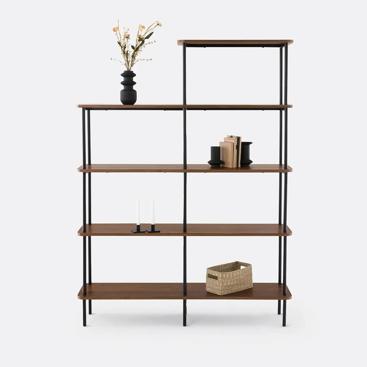 Kerrie Asymmetric Bookcase - Walnut Veneer, Steel product