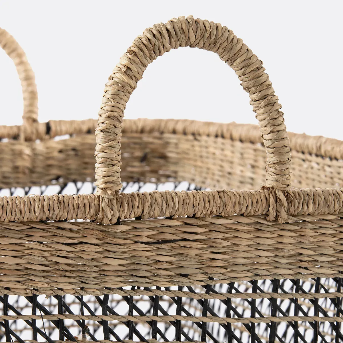 Kezia Rectangular Storage Basket with Handles - Natural, Woven Grass alternate view