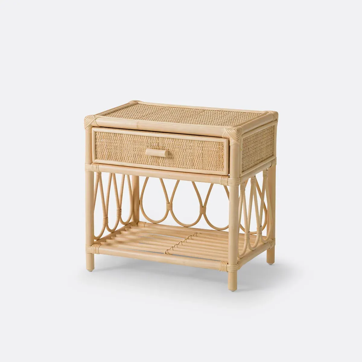 Kiara 1 Drawer Bedside Table with Shelf - Natural, Rattan product