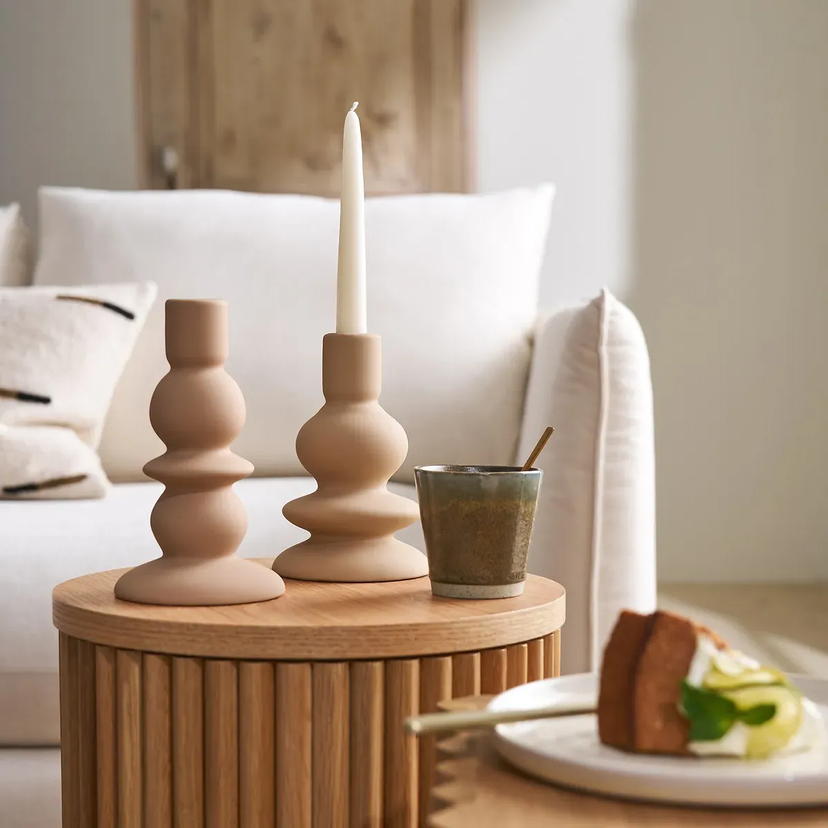 Kiero Candle Holder - Beige, Ceramic alternate view