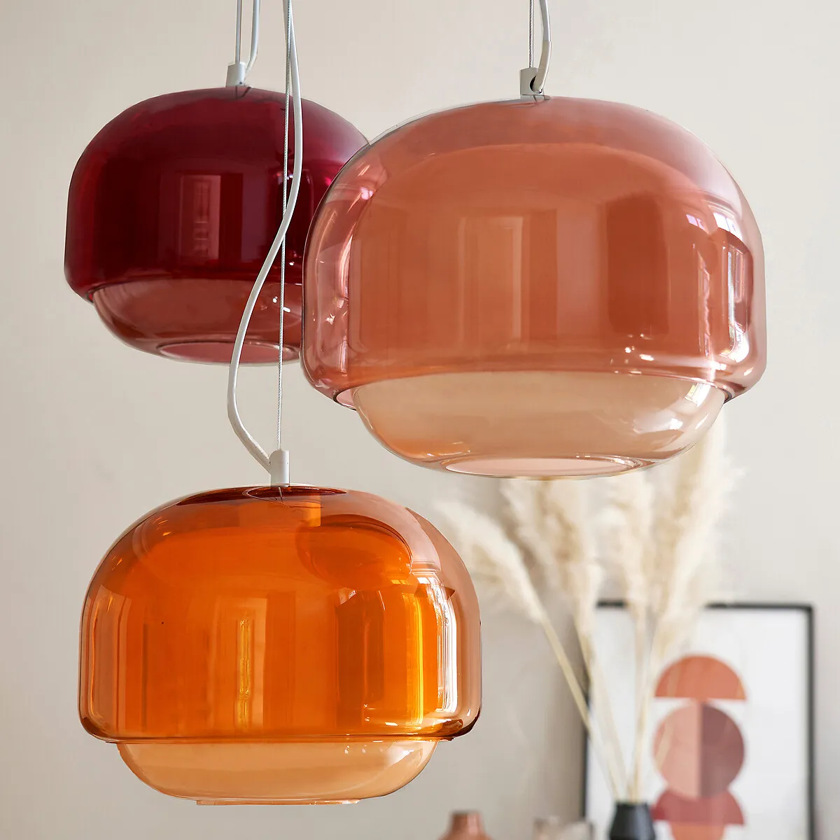 Kinoko Pendant Ceiling Light - Nude, Coloured Glass alternate view