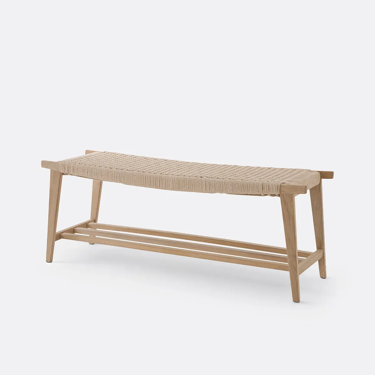 Kioto Bench with Shelf - Beige, Solid Oak product