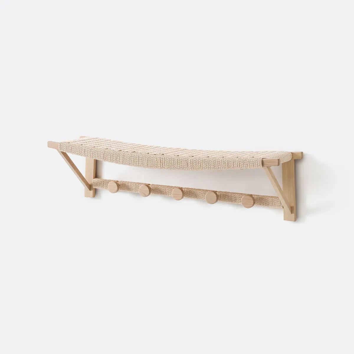 Kioto Wall-Mounted Coat Rack with Shelf - Oak product