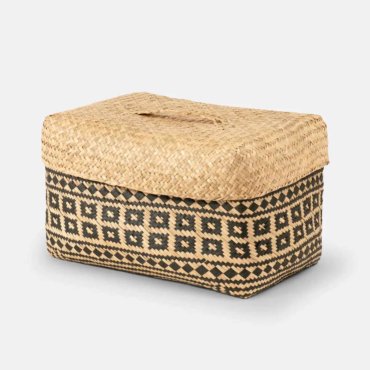 Kotak Basket with Lid - Natural, Woven Straw product