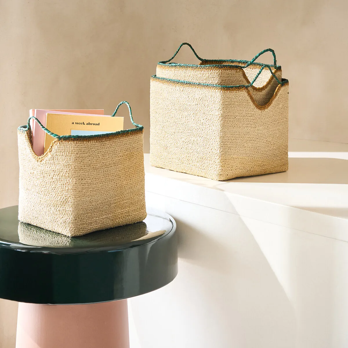 Kotum Set of 3 Storage Baskets - Natural, Woven Straw alternate view