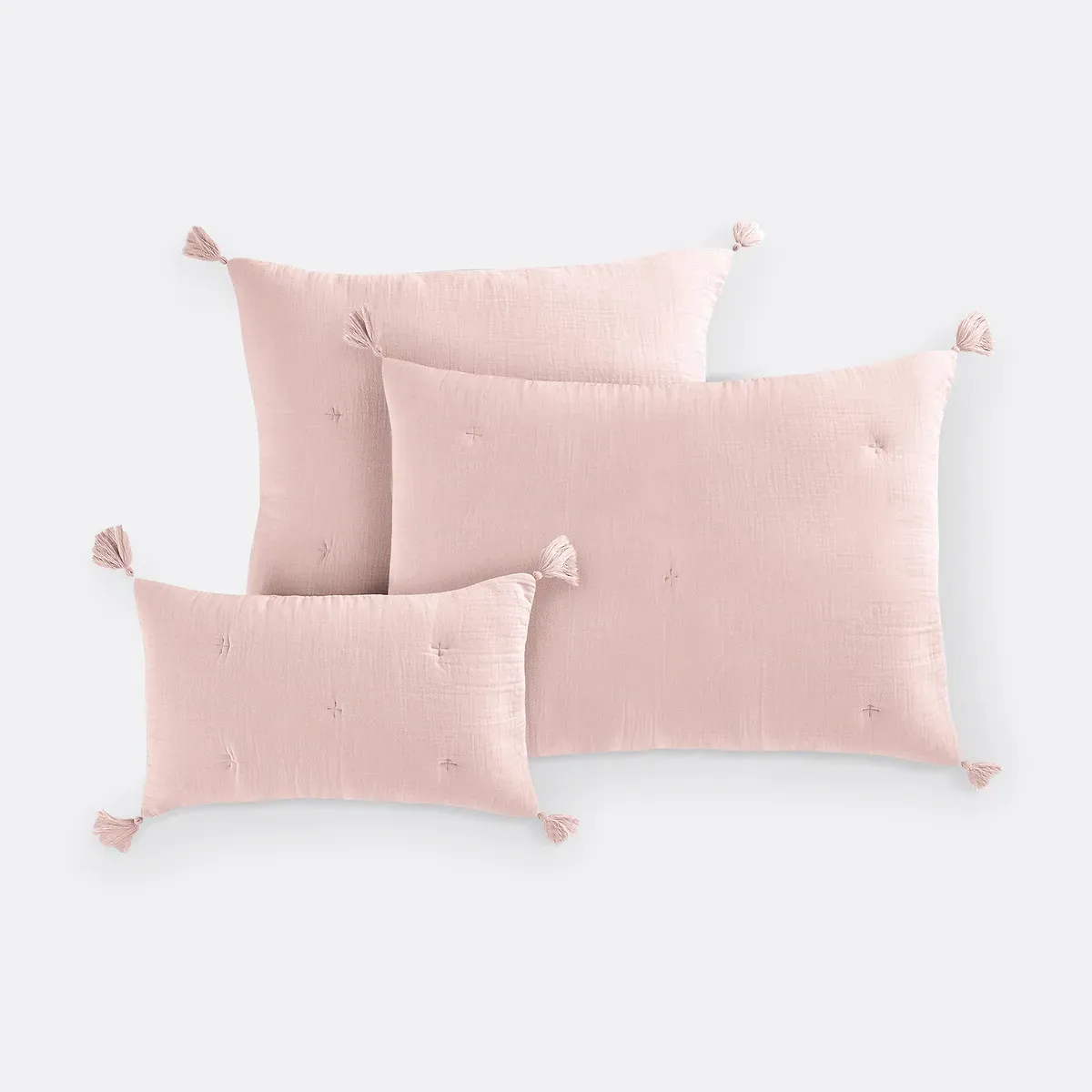 Kulma Quilted Cushion Cover - Pale Pink, Cotton Muslin product