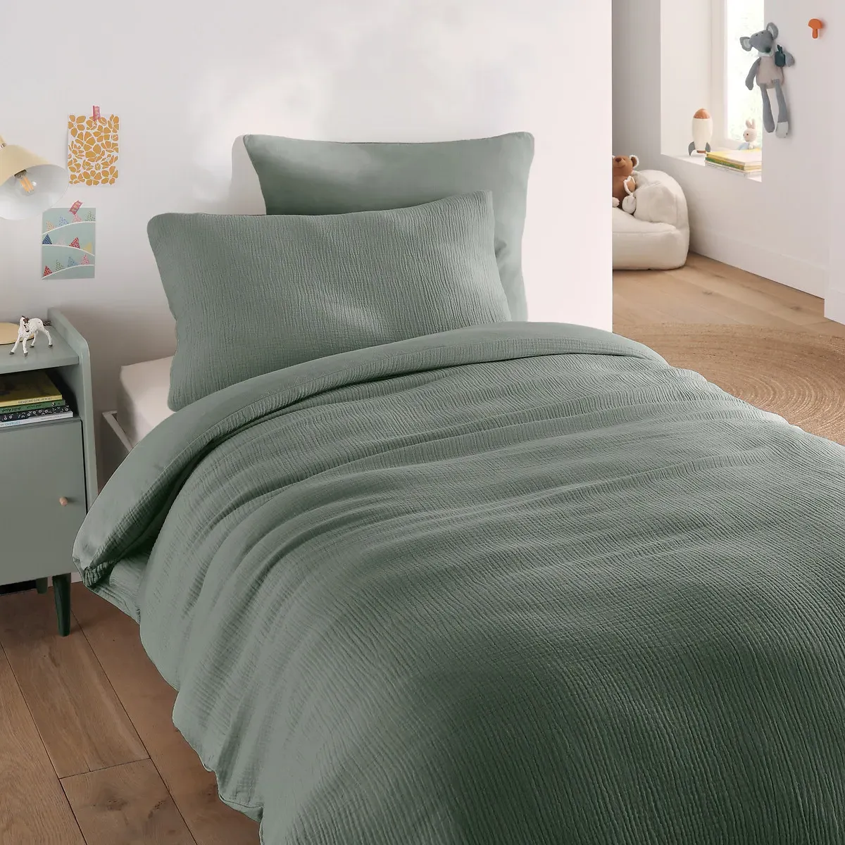 Kumco Duvet Cover - Sage, Cotton Muslin alternate view