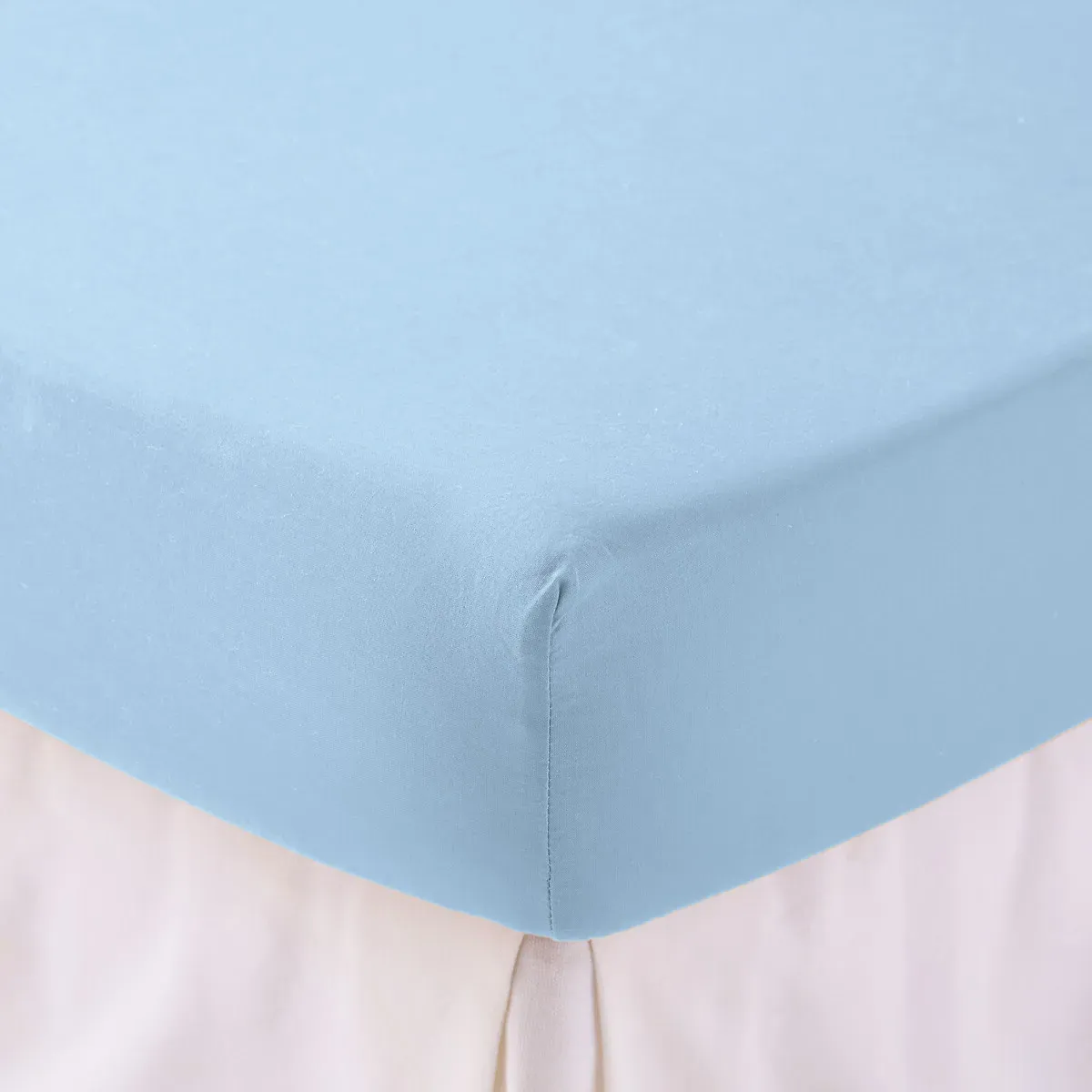 Kumco Fitted Sheet 30cm Flap - Pastel Blue, Washed Cotton alternate view