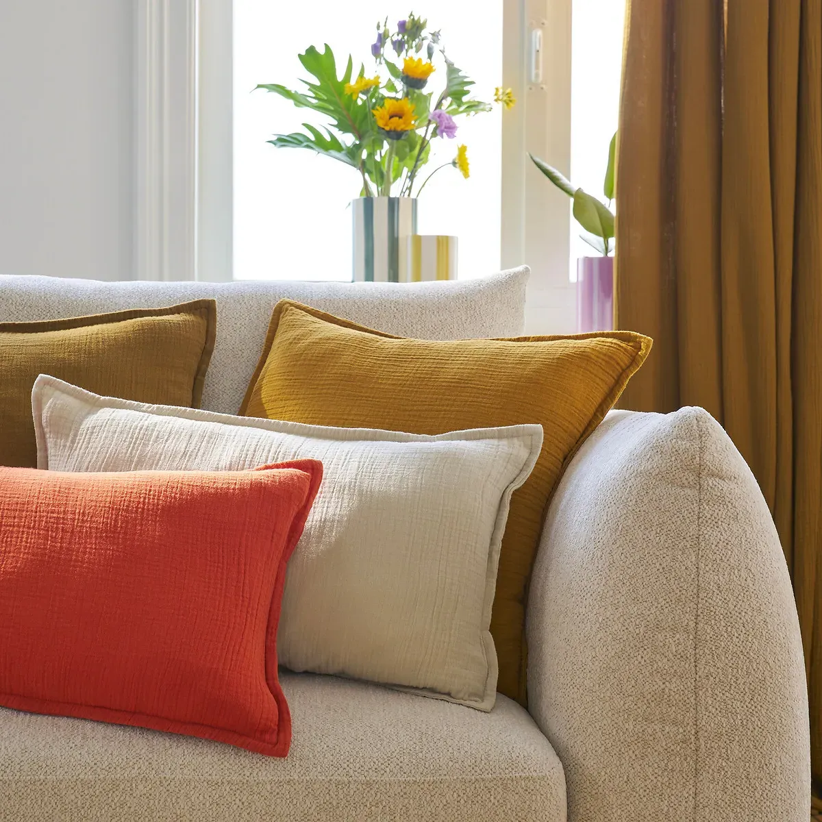 Kumla Cushion Cover - Mango Yellow, Cotton Muslin alternate view