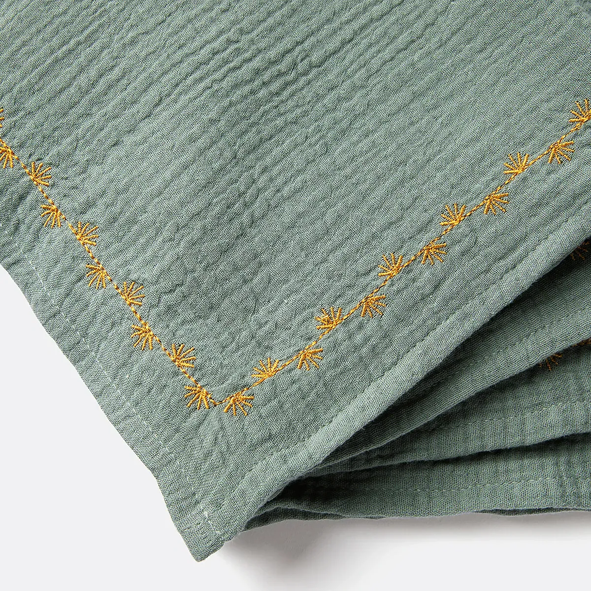 Kumla Napkins Embroidered Set of 4 - Pale Green, Cotton alternate view