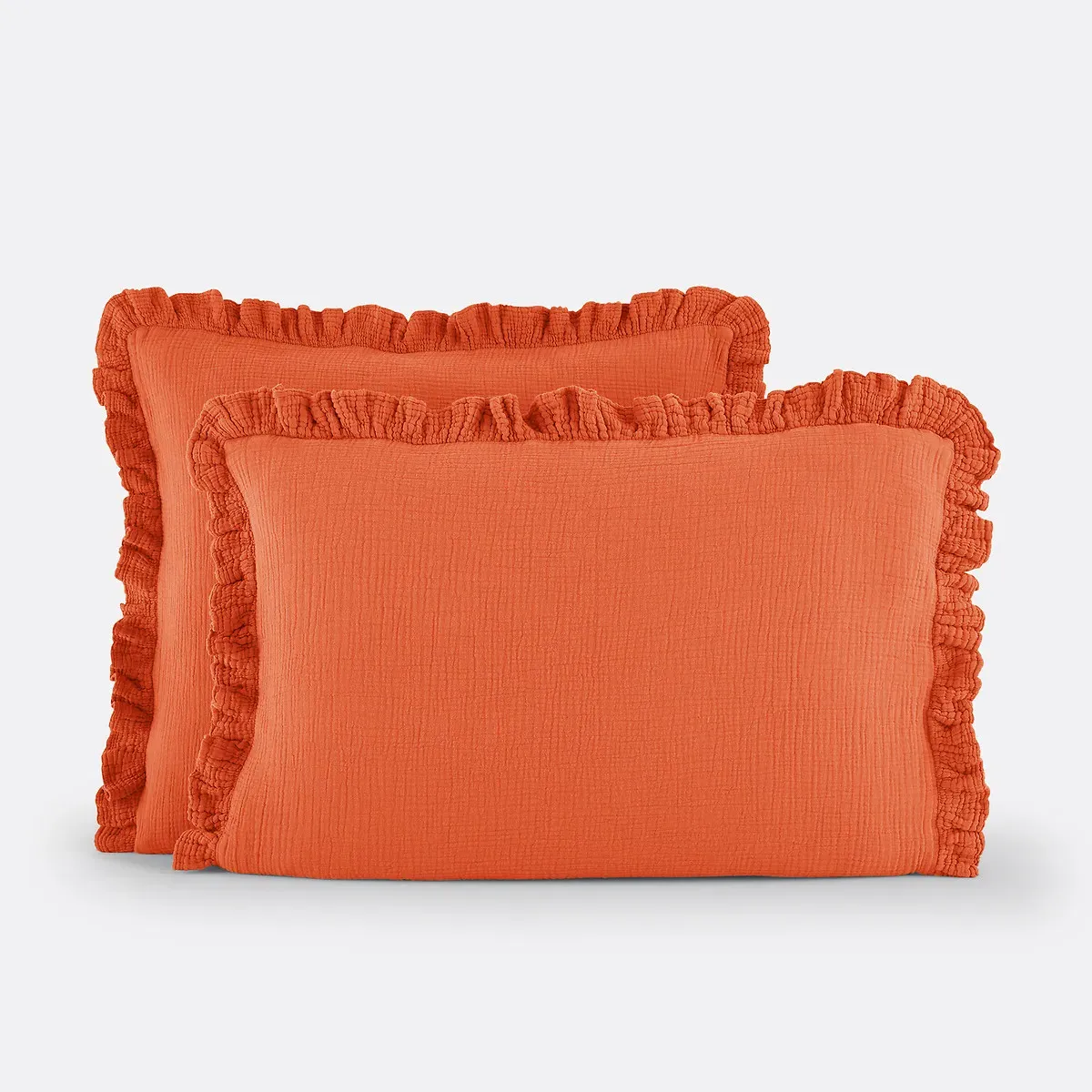 Kumla Ruffled Pillowcase - Orange, Cotton Muslin product