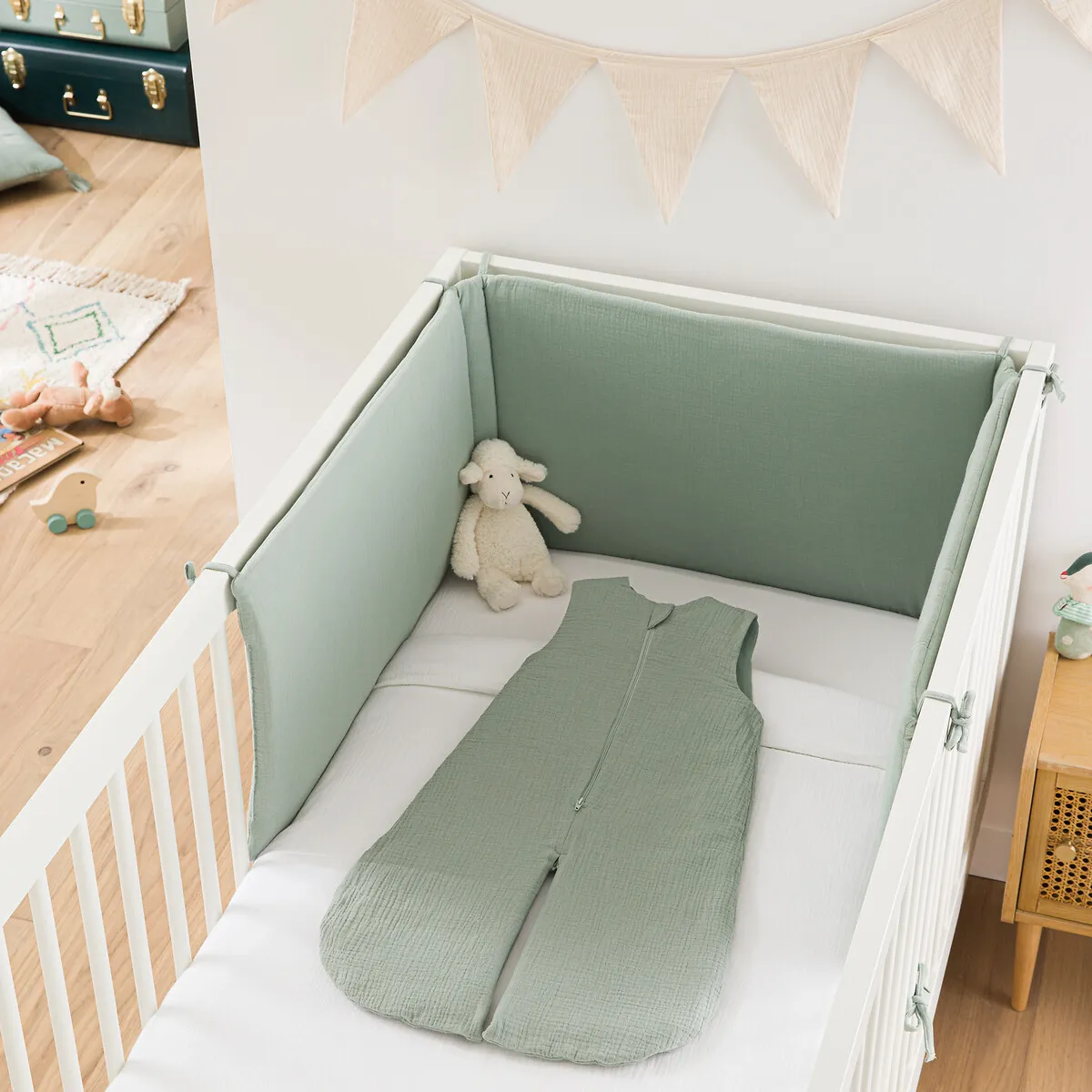 Kumla Summer Sleep Bag with Separable Legs - Grey-Green, Cotton Muslin product