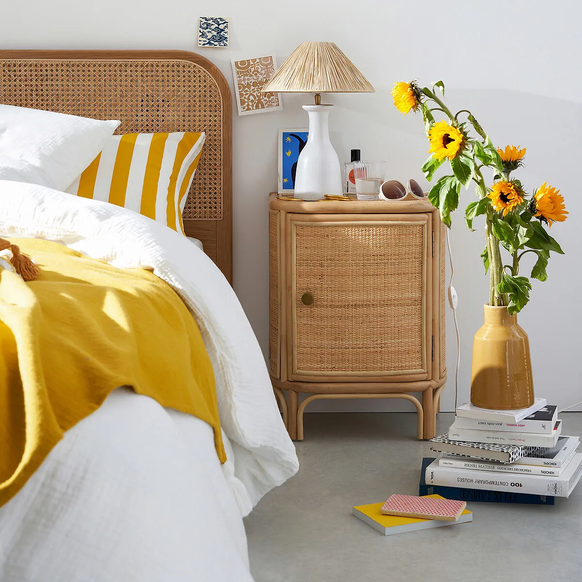 Ladara Bedside Cabinet with Door - Natural, Rattan alternate view