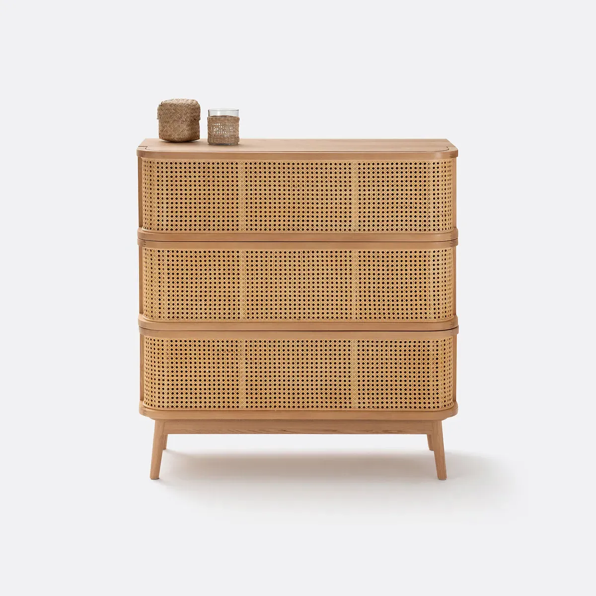 Laora 3-Drawer Chest of Drawers - Natural, Rattan Cane alternate view