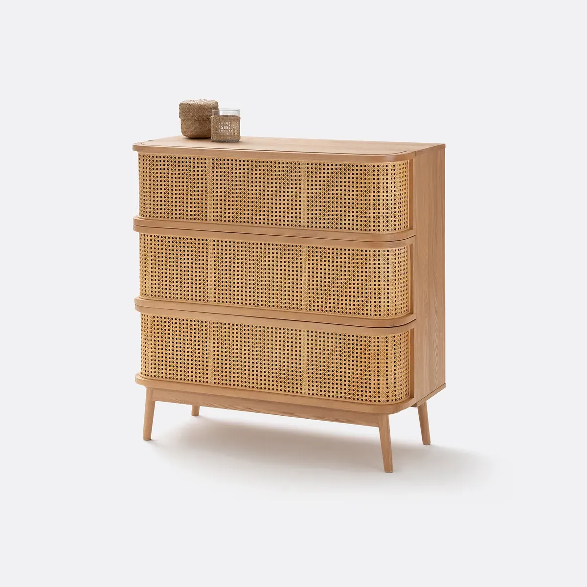Laora 3-Drawer Chest of Drawers - Natural, Rattan Cane product